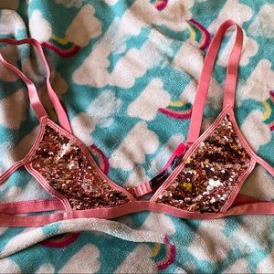 SOLD Pink and Gold Sequin Lingerie Top